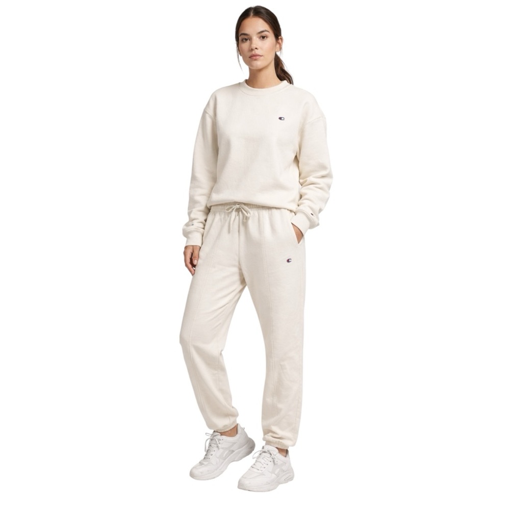 Champion Joggers Cream Sweatpants Drawstring Athletic Lounge Ivory Size M